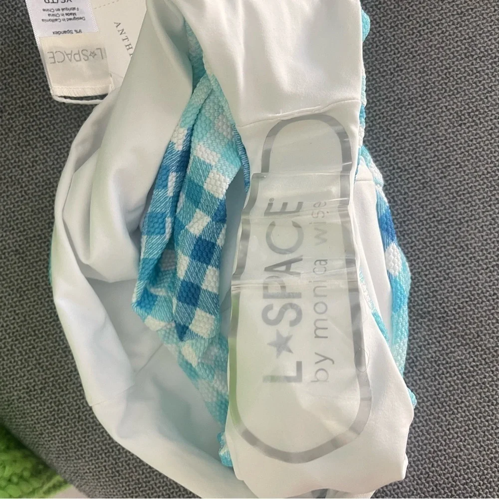 NWT L*Space Picnic Plaid Portia‎ High Waist Bottoms Blue White